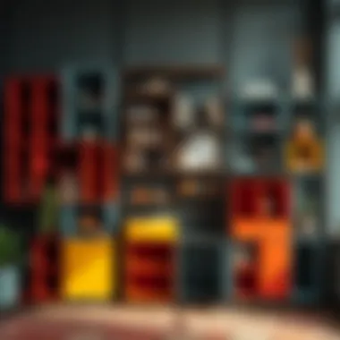 Artistic Expression: Modular Shelving Arrangements Colorful modular shelving arranged artistically