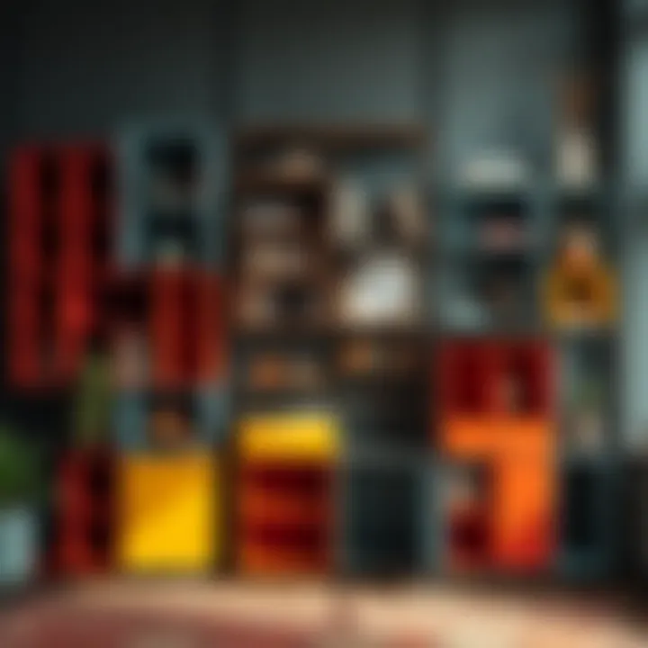 Artistic Expression: Modular Shelving Arrangements Colorful modular shelving arranged artistically