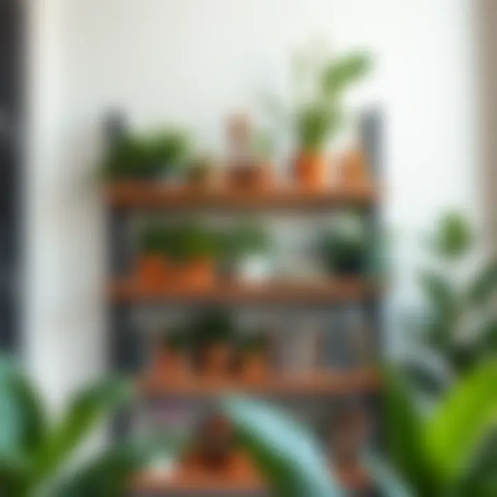 Embracing Nature: Rustic Shelving Solutions Rustic wooden shelves adorned with plants and books