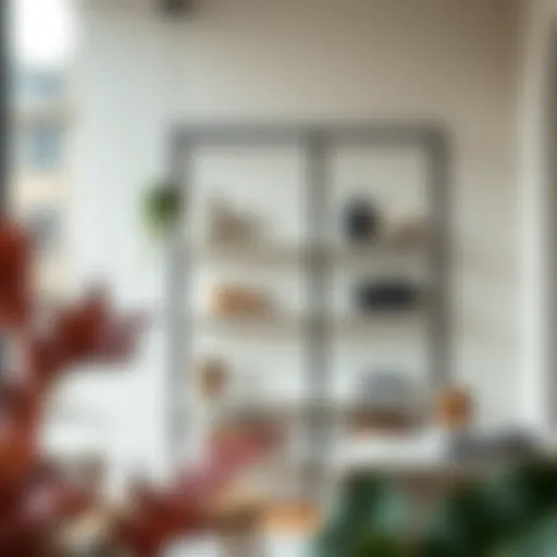 Sleek modern shelving unit showcasing decorative items