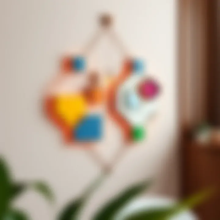 Contemporary wall mount featuring geometric shapes and vibrant colors