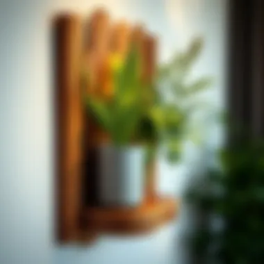 Rustic wall mount designed to hold plants and artistic decor