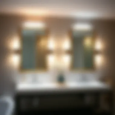 Elegant framed bathroom mirrors with ambient lighting