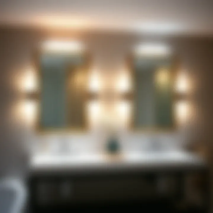 Elegant framed bathroom mirrors with ambient lighting