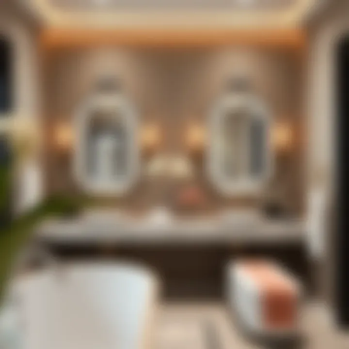 Stylish bathroom featuring two elegant mirrors