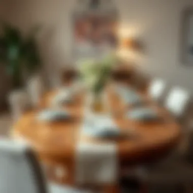 Inviting Dining Experience Stylishly set oval pine dining table ready for a meal