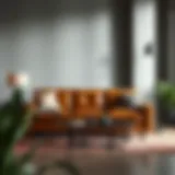 Elegant design of a leather loveseat in a modern living room