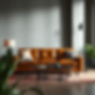 Elegant design of a leather loveseat in a modern living room