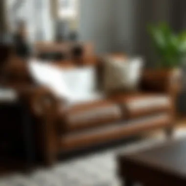 Practical care tips displayed on a leather loveseat