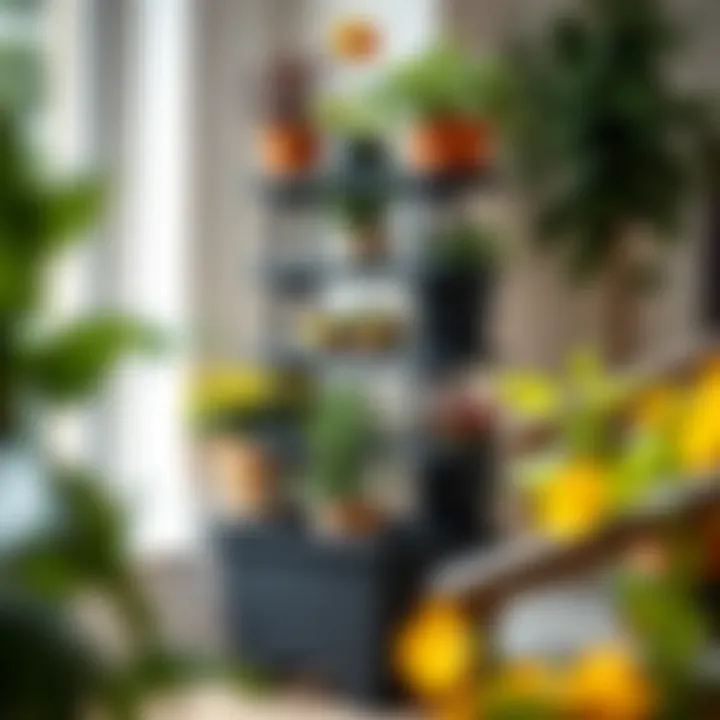 Close-up of a five-tier planter showcasing its innovative design and sturdy structure