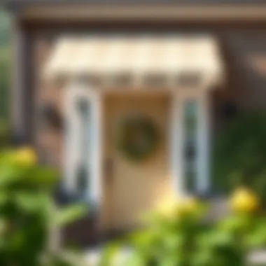 Elegant front door sun shade enhancing curb appeal