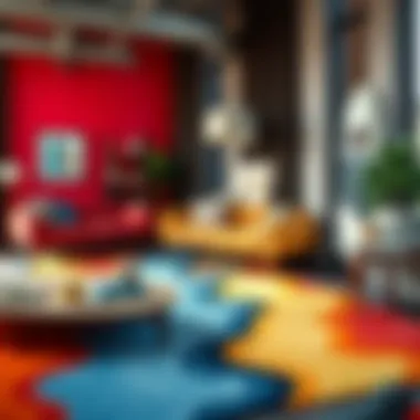 Colorful 2 x 3 throw rug complementing urban decor