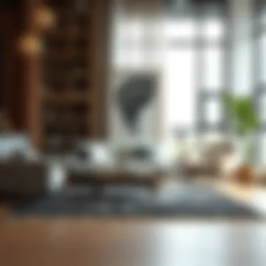 Creative placement of 2 x 3 throw rug in an eclectic space