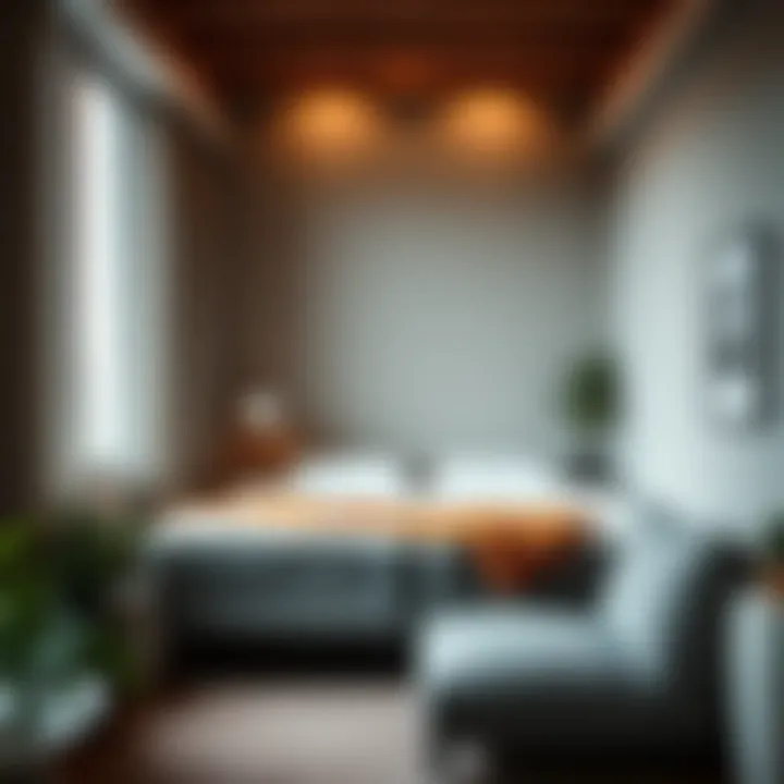 Compact urban living space featuring twin memory topper