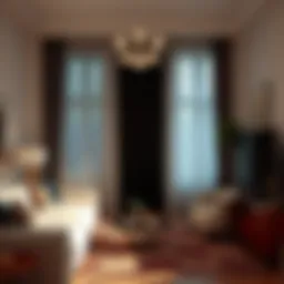 Elegant room showcasing 96-inch blackout curtains
