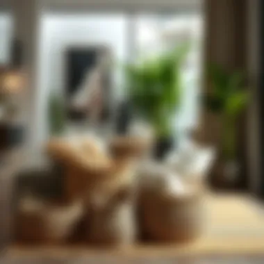 Stylish display of deep baskets in an urban living space