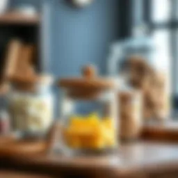 Elegant glass storage container showcasing wooden lid