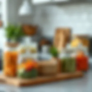 Stylish Kitchen Arrangement Featuring Glass Containers Stylish kitchen arrangement with glass containers