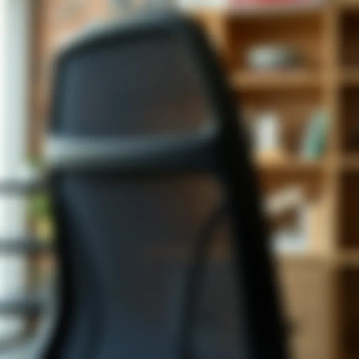 Close-up view of ergonomic features in a high back mesh office chair