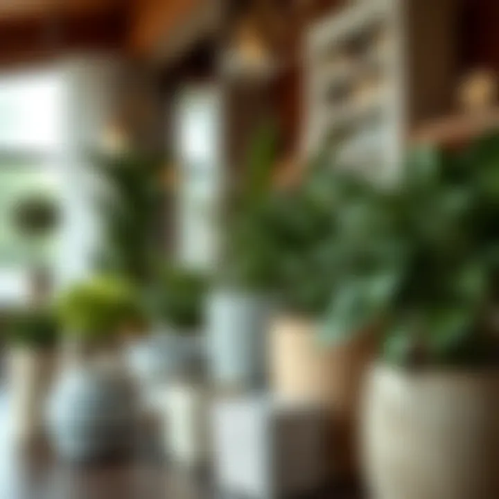 Varied Materials in Large Planters Close-up of varied materials used in large planters