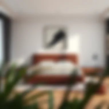 Elegant Leather Bed Frame Elegant leather bed frame in a modern bedroom setting