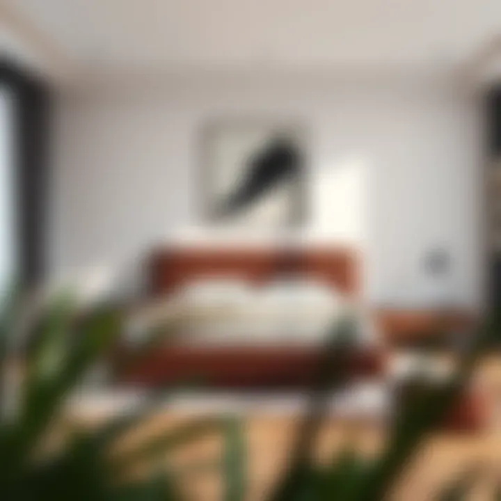 Elegant Leather Bed Frame Elegant leather bed frame in a modern bedroom setting