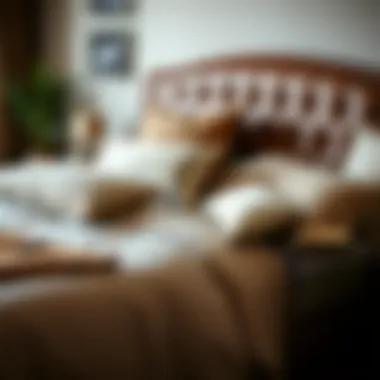 Luxurious Leather Bedding Leather bed frame with decorative pillows and luxurious bedding