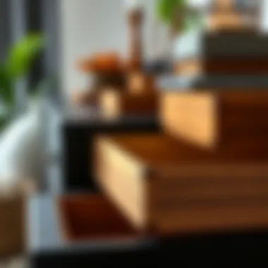 Close-up of Materials in Black and Brown Chests of Drawers Close-up of materials used in black and brown chests of drawers