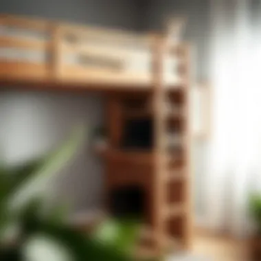 Functional desk attached to loft bed