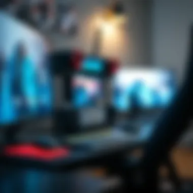 Close-up of integrated technology in a gaming desk