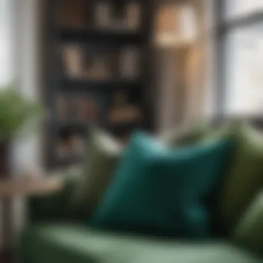 Navy Green Pillows in a Cozy Reading Nook Navy green pillows complementing a cozy reading nook