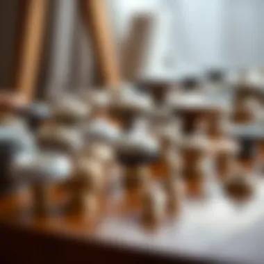 Stylish knobs displayed on a wooden surface