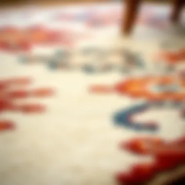 Close-up of the texture and colors of an oriental medallion area rug.