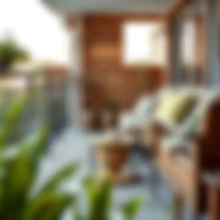 Textured outdoor rug on a balcony setting