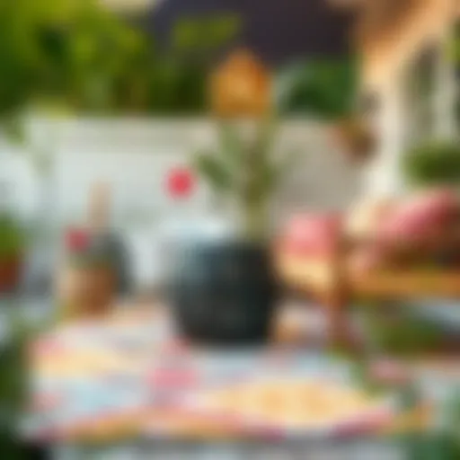 Vibrant outdoor rug enhancing patio aesthetics