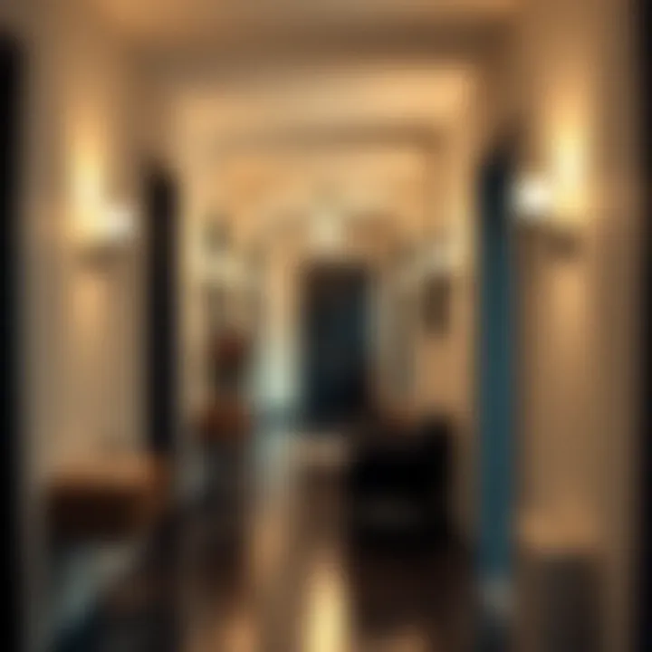 Stylish installation of pendant wall sconces in a stylish corridor