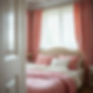 A cozy bedroom showcasing the impact of pink and white curtains