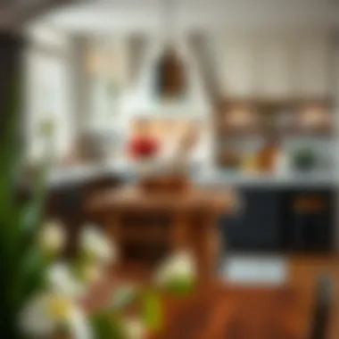 Stylish kitchen setting featuring a 3x3 butcher block as a centerpiece