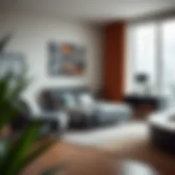 Modern pull-out bed set in a stylish urban living room