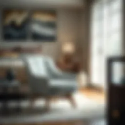 Elegant small arm chair with modern upholstery in a cozy bedroom setting