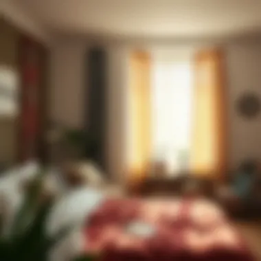 Natural light filtering through bohemian style curtains