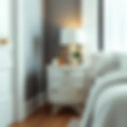 Elegant small white round nightstand with intricate detailing