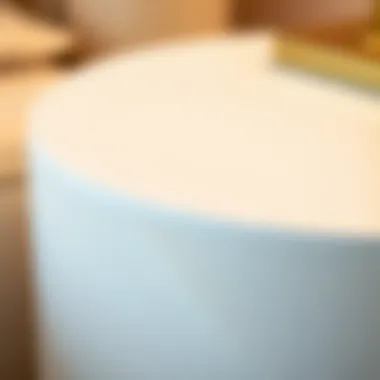 Close-up of the material texture of a small white round nightstand