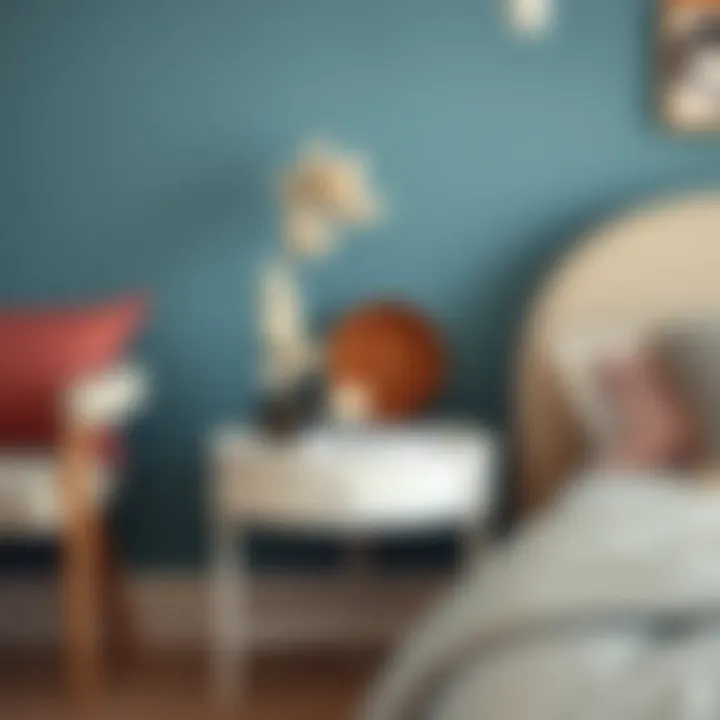 Versatile small white round nightstand styled with decorative items