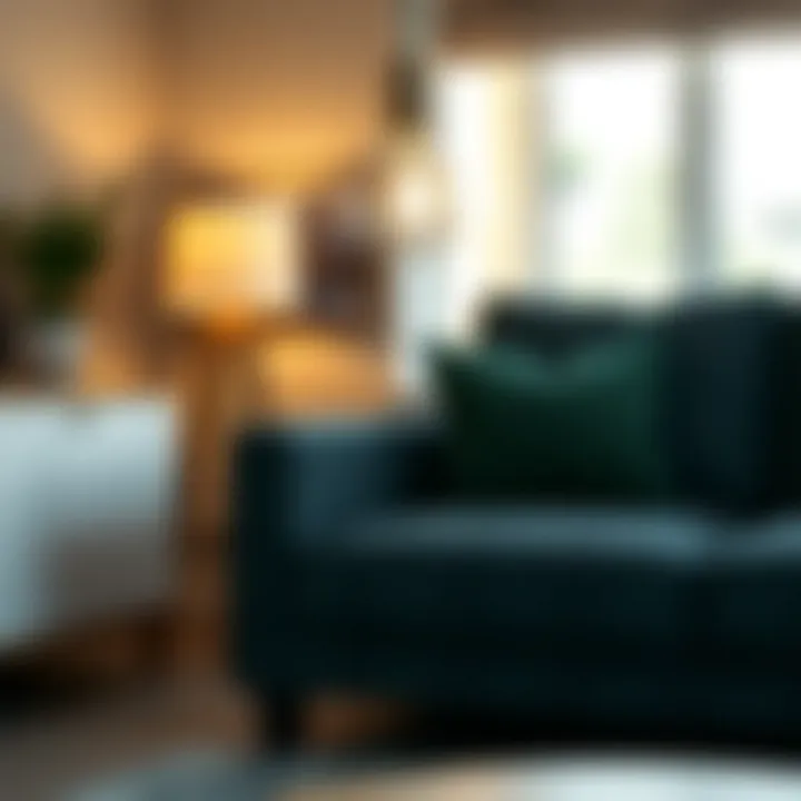 Modern dimmable light bulb in a stylish living room