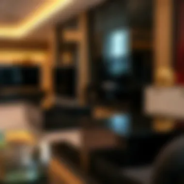 Variety of Smoked Glass TV Stands in Upscale Showroom Variety of smoked glass TV stands in an upscale showroom