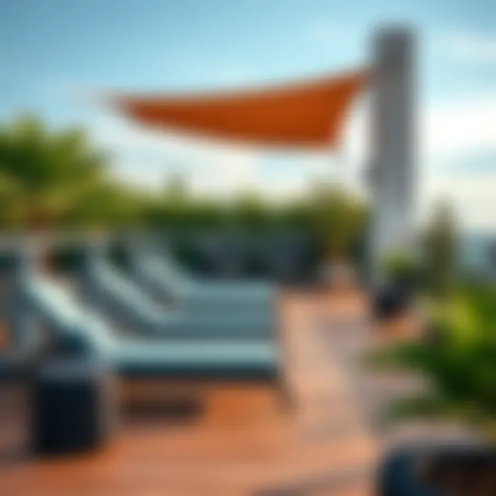 Inviting Lounge Chairs on the Sun Deck Comfortable lounge chairs and tables on a sun deck