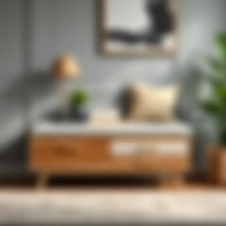 Different materials and finishes for 4 drawer benches