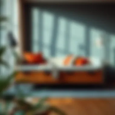 Stylish 4 drawer bench in a modern living room setting