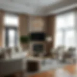 Elegant living room featuring extra wide grommet curtains